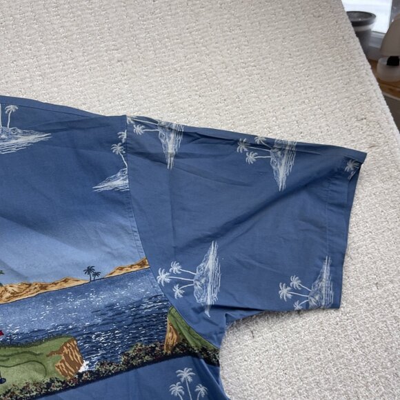 VTG Y2K Retreat Mens Golf Hawaiian AOP Shirt Size 2XL Short Sleeve Button Up - Picture 3 of 16